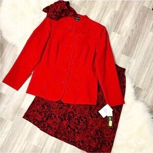 NWT LESLIE FAY 3 PC SET Skirt, Jacket, Matching Scarf